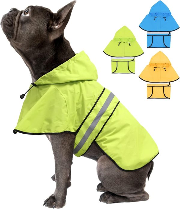 61HJAbjh6cL._AC_SL1500 Dog Raincoat-Reflective Dog Rain Coat with Hoodie, Waterproof Lightweight Adjustable Dog Rain Jacket Poncho Slicker for Small Medium and Large Dogs (Medium, Blue)