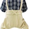Dog T Shirt Dog Shirt Clothes Collar Plaid Shirt Bow Tie 4 Legs Casual Shirts Jumpsiut Cool Summer Autumn Tank Top Vest for Small Dog Puppy Cat (Blue-Black, S)