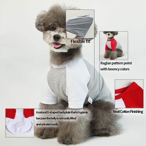 Dog Shirt for Small and Large Dogs Raglan Cotton T-Shirts Soft Breathable Dog Shirts pet Clothes Gray Series (Large, Gray/Mint)