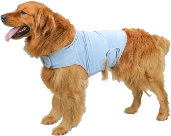 61NKuFbs4dL._AC_SL1500_53cceb4f-9039-45f8-a68f-2a1e18b4fac1 Dog Anxiety Vest, Comfort Dog Anxiety Relief Coat, Breathable Dog Calming Vest for Thunderstorm, Travel, Fireworks, Vet Visits(Dog Calming Vest Light Grey Blue S)