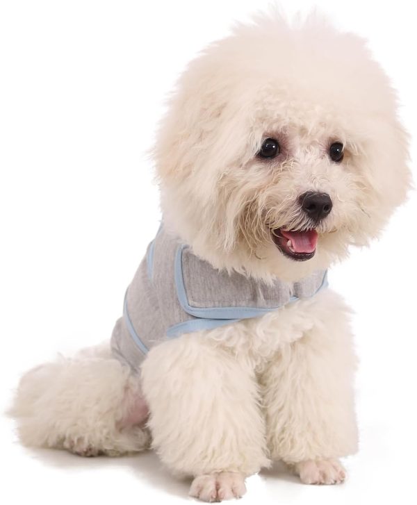 Dog Anxiety Vest, Comfort Dog Anxiety Relief Coat, Breathable Dog Calming Vest for Thunderstorm, Travel, Fireworks, Vet Visits (M,Light Grey)