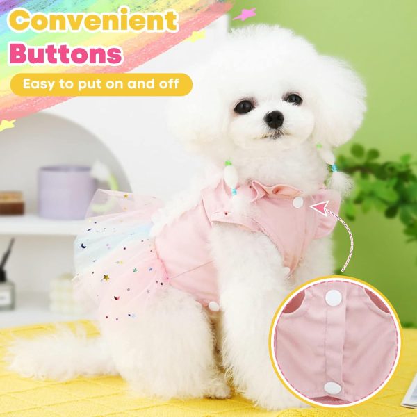 Small Dog Harness Dress Pink Cute Rainbow Tutu Dresses for Dogs Princess Summer Puppy Dog Dress for Small Dogs Girl Cat Dresses Clothes for Cats Only Shih Tzu Chihuahua Dog Clothes, Small