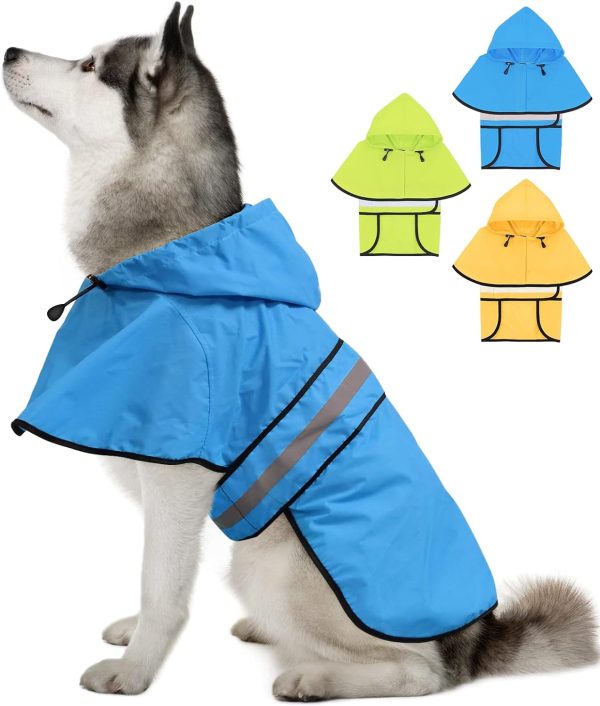 61PBrm-cTzL._AC_SL1500 Dog Raincoat-Reflective Dog Rain Coat with Hoodie, Waterproof Lightweight Adjustable Dog Rain Jacket Poncho Slicker for Small Medium and Large Dogs (Medium, Blue)