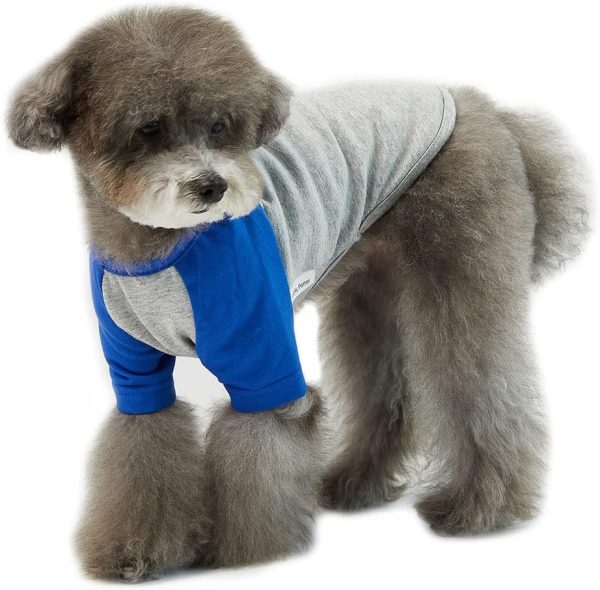 Dog Shirt for Small and Large Dogs Raglan Cotton T-Shirts Soft Breathable Dog Shirts pet Clothes Gray Series (Large, Gray/Mint)