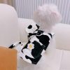 Small Dog Harness Vest with Leash Set, Cow Print Dog Overalls, Soft Pet Shirt for Cats Puppy Small Dogs M