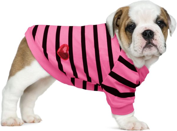 Pet Dog Striped T-Shirt Dogs Cats Cotton Vest Spring Summer Pet Apparel Tee Shirt Suitable for Small and Medium Large Pets French BullDog Bichon