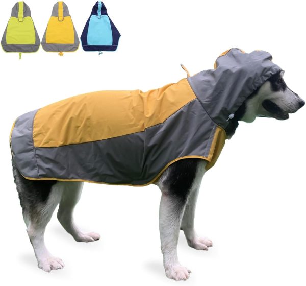 Dog Raincoat,Dog Waterproof Jacket,Reflective Dog Jacket with Hoodie,Lightweight Dog Poncho Slicker,Dog Rain Coat for Medium Large Dogs (Green, X-Large)