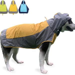 Dog Raincoat,Dog Waterproof Jacket,Reflective Dog Jacket with Hoodie,Lightweight Dog Poncho Slicker,Dog Rain Coat for Medium Large Dogs (Yellow, Small)