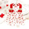 Dog Princess Dresses for Small Dogs Clothes Cherry Costume Pet Suspenders Girl Cat Cute Lace Coat Floral Outfits Summer Costumes (M,Cherry)