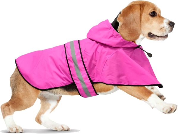 Waterproof Dog Raincoats - Adjustable Lightweight Pet Rain Coat Dog Slicker Poncho, Safety Dog Raincoats with Reflective Strip and Leash Hole for Small, Medium, Large Dogs (X-Large, RED)