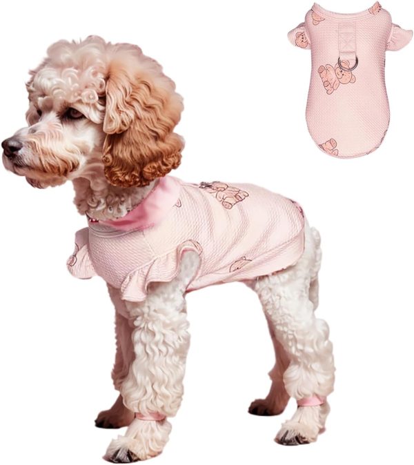 61a94acxA-L._AC_SL1500 Dog Pink T-Shirts Vest for Girls,Lightweight Stretchy Dog Tee Shirt Breathable Soft Cool Vests,Clothes for Puppy Kitty Cats Small Medium Dogs(Pink,Small)