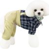 Dog T Shirt Dog Shirt Clothes Collar Plaid Shirt Bow Tie 4 Legs Casual Shirts Jumpsiut Cool Summer Autumn Tank Top Vest for Small Dog Puppy Cat (Blue-Black, S)