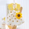 Dog Dress Soft Breathable Puppy Dresses Elegant Princess Lace Floral Pet Dress with Sunflower for Small Dog