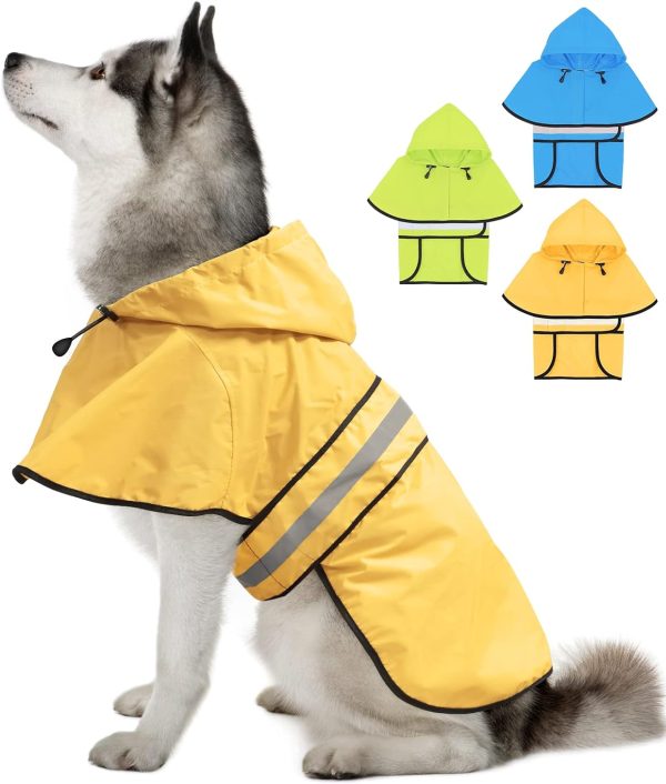 61eLSIMRMYL._AC_SL1500 Dog Raincoat-Reflective Dog Rain Coat with Hoodie, Waterproof Lightweight Adjustable Dog Rain Jacket Poncho Slicker for Small Medium and Large Dogs (Medium, Blue)