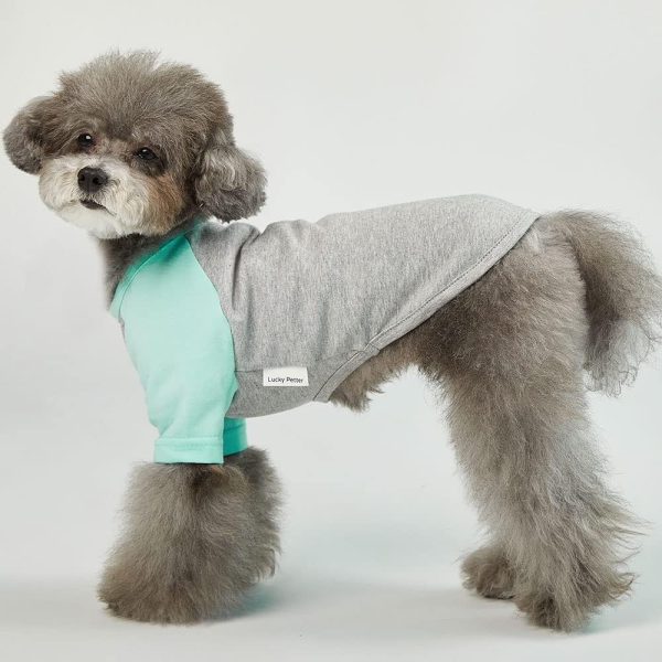 Dog Shirt for Small and Large Dogs Raglan Cotton T-Shirts Soft Breathable Dog Shirts pet Clothes Gray Series (Large, Gray/Mint)