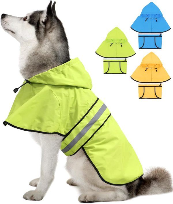61gai9XdGQL._AC_SL1500 Dog Raincoat-Reflective Dog Rain Coat with Hoodie, Waterproof Lightweight Adjustable Dog Rain Jacket Poncho Slicker for Small Medium and Large Dogs (Medium, Blue)