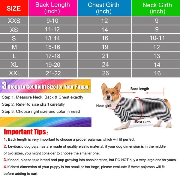 Dog Pajamas Cotton Striped Pup Jumpsuit, Breathable 4 Legs Basic Pjs Shirts for Puppy and Cat, Super Soft Stretchable Dog Jammies for Boys and Girls (Small, Pink+Green)