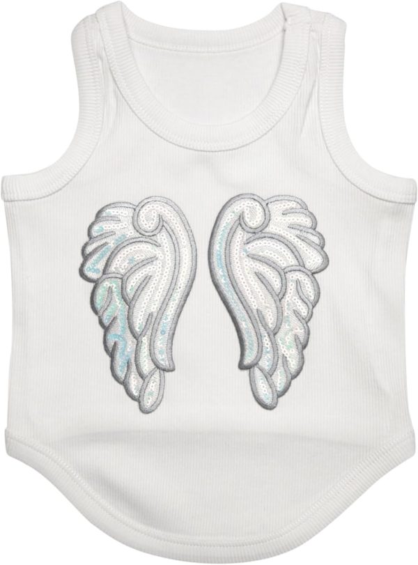 Cute Dog Clothes, Ribbed Tank Top T Shirt for Small, Medium or Large Pets, Breathable & Soft Cotton Blend (White, M)