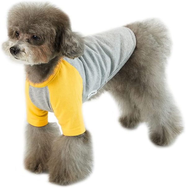 Dog Shirt for Small and Large Dogs Raglan Cotton T-Shirts Soft Breathable Dog Shirts pet Clothes Gray Series (Large, Gray/Mint)