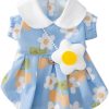Dog Dress Soft Breathable Puppy Dresses Elegant Princess Lace Floral Pet Dress with Sunflower for Small Dog