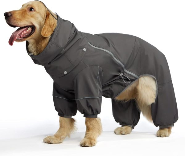 61lsqZ6-xHL._AC_SL1500 Dog Raincoat, Extra Waterproof Dog Rain Jacket for Wet Weather|Full Wrap Design for Full Protection, Adjustable&Easy to Wear, Features Detachable Cap and Reflective Strip,Size 2XL