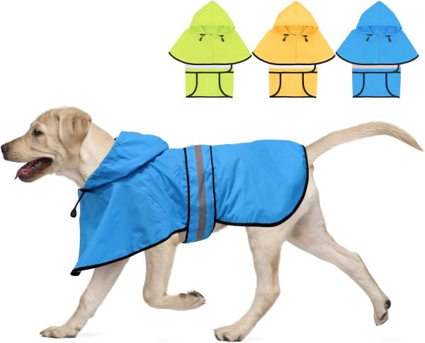 61n80Yk86sL._AC_SL1500 Dog Raincoat-Reflective Dog Rain Coat with Hoodie, Waterproof Lightweight Adjustable Dog Rain Jacket Poncho Slicker for Small Medium and Large Dogs (Medium, Blue)