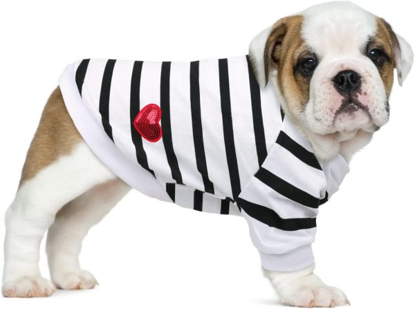 Pet Dog Striped T-Shirt Dogs Cats Cotton Vest Spring Summer Pet Apparel Tee Shirt Suitable for Small and Medium Large Pets French BullDog Bichon