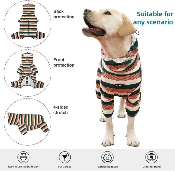 Dog Jumpsuit, Extra Large Stretch, 6XL, Yellow-Green Bar, for Medium-Sized, Adult Dogs, Surgical Recovery Dog Clothing, Polyester