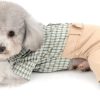 Button Down British Plaid Cotton Shirts Outfits for Small Dogs Boys with Belt Casual Pants Pet Puppy Jumpsuit Yokie Chihuahua Clothes,XXL,Green