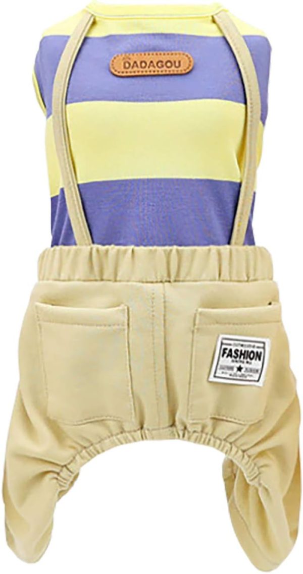 61sGNo6j8BL._AC_SL1500 Dog Shirt Clothes T Shirts Stripe Shirts 4 Legs Casual Shirt Overalls Cool Summer Onesie Tank Top Vest Dog Shirts for Small Dog Puppy Cat (Yellow, L)