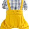 Dog T Shirt Dog Shirt Clothes Collar Plaid Shirt Bow Tie 4 Legs Casual Shirts Jumpsiut Cool Summer Autumn Tank Top Vest for Small Dog Puppy Cat (Blue-Black, S)