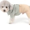 Button Down British Plaid Cotton Shirts Outfits for Small Dogs Boys with Belt Casual Pants Pet Puppy Jumpsuit Yokie Chihuahua Clothes,XXL,Green