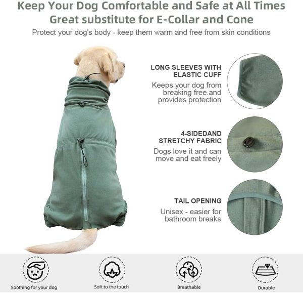 Pet Pajamas for Large Dogs,Extra Large Stretch, Suitable for Adult Dogs, Medium-Sized Dogs, Large Dogs Jumpsuit Four-Legged Dog Clothes, Surgical Recovery Dog Clothing. (Green Color, 4XL)