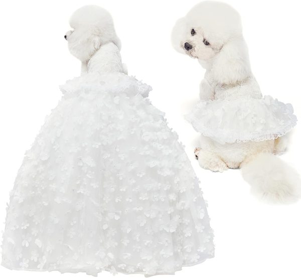 Dog Wedding Detachable Dress Breathable Tulle Tutu Doggie Apparel Skirts Clothes Pet Outfits for Small Dogs Birthday Party Dresses (Pink, M)