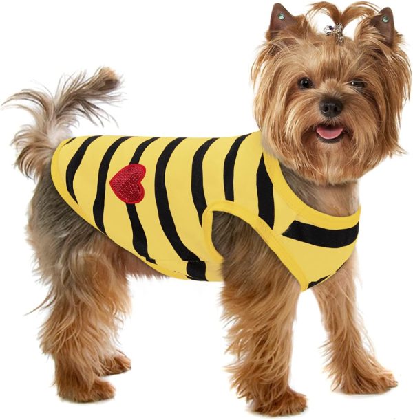 Pet Dog Striped T-Shirt Dogs Cats Cotton Vest Spring Summer Pet Apparel Tee Shirt Suitable for Small and Medium Large Pets French BullDog Bichon