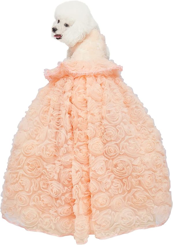 Dog Wedding Detachable Dress Breathable Tulle Tutu Doggie Apparel Skirts Clothes Pet Outfits for Small Dogs Birthday Party Dresses (Pink, M)