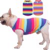 711FUxYo2yL._AC_SL1500 Dog Shirts Cotton Striped T-Shirts, Breathable Basic Vest for Puppy and Cat, Super Soft Stretchable Doggy Tee Tank Top Sleeveless, Fashion & Cute Color for Boys and Girls (XXL, Rainbow)