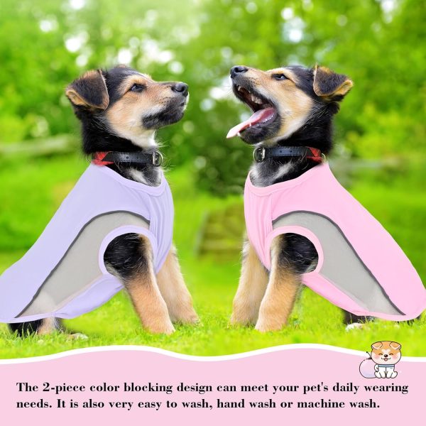 2 Pcs Dog Cooling Shirt Lightweight Breathable Cooling Vest for Summer Dog Beach Walking Hiking (Pink+Grey, l)