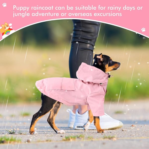 Waterproof Dog Raincoat Jacket with Hood Lightweight Adjustable Drawstring Dog Raincoat Poncho for Small Medium Puppy (Pink, M)