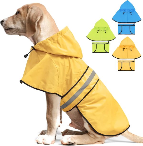 712hNvomgrL._AC_SL1500 Dog Raincoat-Reflective Dog Rain Coat with Hoodie, Waterproof Lightweight Adjustable Dog Rain Jacket Poncho Slicker for Small Medium and Large Dogs (Medium, Blue)