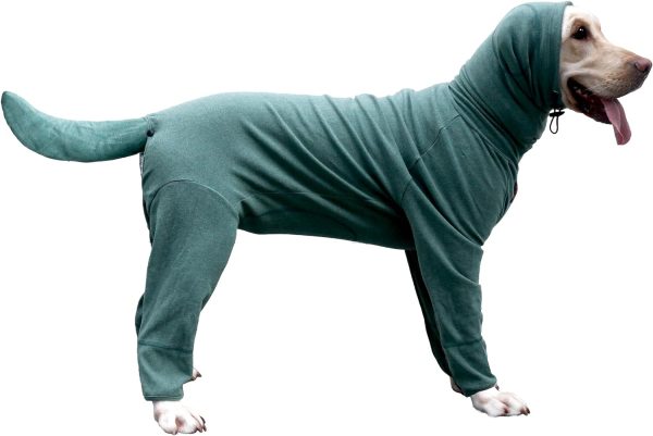 Extra Large Dog Pajamas Pjs Bodysuits Full Body Coverage Onesie Clothes Anxiety Calming Surgery Recovery Suit for Great Dane, Dark Green, 4X-Large
