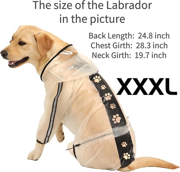 718Ru91Z7OL._AC_SL1500 Dog Raincoat, Pet Rain Coat, 4 Legs Dog Rain Jacket with Reflective Stripe, Water Proof Dog Poncho Snow Clothes for Small Medium Large Dogs