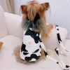 Small Dog Harness Vest with Leash Set, Cow Print Dog Overalls, Soft Pet Shirt for Cats Puppy Small Dogs M