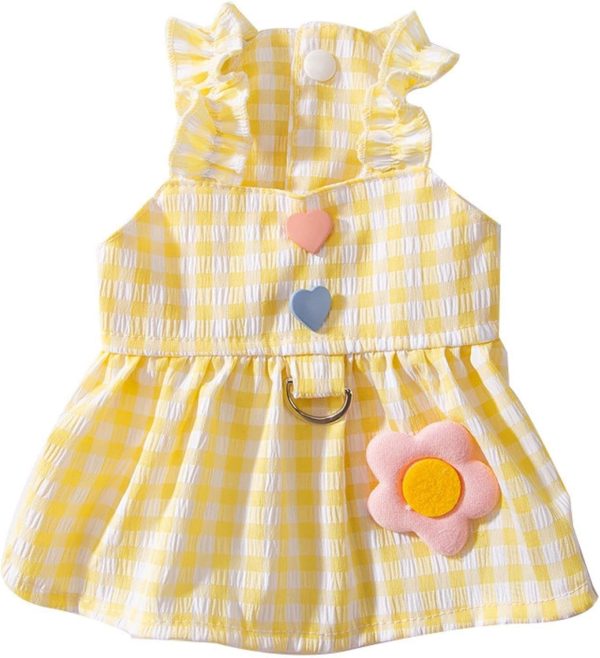 Dog Dress Soft Breathable Puppy Dresses Elegant Princess Lace Floral Pet Dress with Sunflower for Small Dog