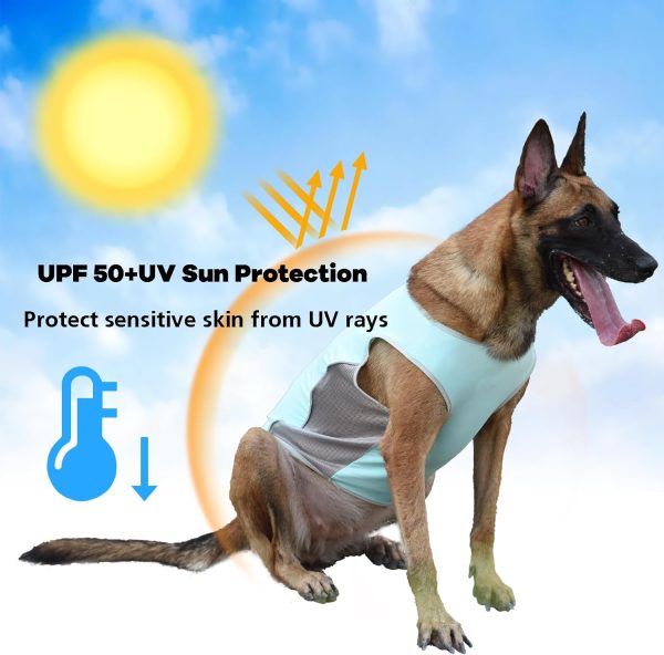UPF 50+ Sun Protection Dog Shirt,Quick-Dry Soft Dog Clothes for Medium Dogs Boy, Breathable Lightweight Dog Tshirts with Reflective Strip Sleeveless Dog Vest Pet Apparel Cat Outfit