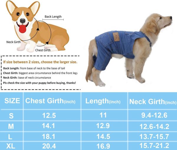 Dog Denim Jumpsuit Overalls, Dog Jeans Overalls Clothes, Puppy Costumes for Small Medium Dogs Cat