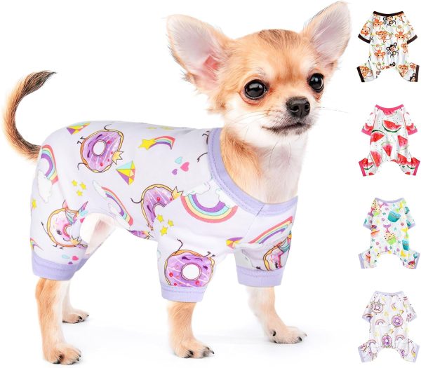 Pet Clothes Puppy Clothes for Small Dogs Boy Girl - Soft Stretch Dog Pajamas Dog Jumpsuit Cute Avocado Pattern Dog Pjs Shirts Dog Outfits Onesies for Chihuahua Yorkshire Teacup Dogs Cat Clothing