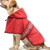 Waterproof Dog Raincoats - Adjustable Lightweight Pet Rain Coat Dog Slicker Poncho, Safety Dog Raincoats with Reflective Strip and Leash Hole for Small, Medium, Large Dogs (X-Large, RED)