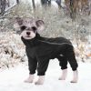 Dog Winter Coat with Legs,Water Resistant Dog Jumpsuit,Full Body Dog Clothes,Fleece Lined Dog Jacket,Reflective Zipper up Closure Snowsuit Ideal for Small Medium Dog Outdoor-Black-S