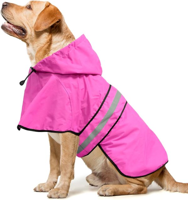 Waterproof Dog Raincoats - Adjustable Lightweight Pet Rain Coat Dog Slicker Poncho, Safety Dog Raincoats with Reflective Strip and Leash Hole for Small, Medium, Large Dogs (X-Large, RED)